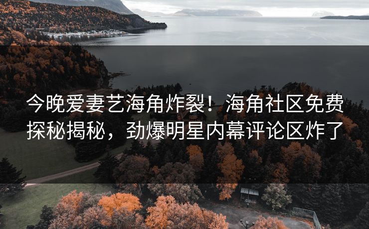 今晚爱妻艺海角炸裂！海角社区免费探秘揭秘，劲爆明星内幕评论区炸了
