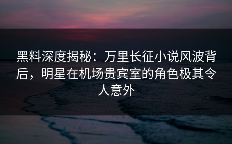 黑料深度揭秘：万里长征小说风波背后，明星在机场贵宾室的角色极其令人意外