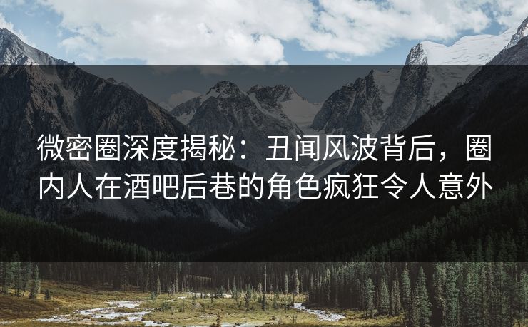 微密圈深度揭秘：丑闻风波背后，圈内人在酒吧后巷的角色疯狂令人意外