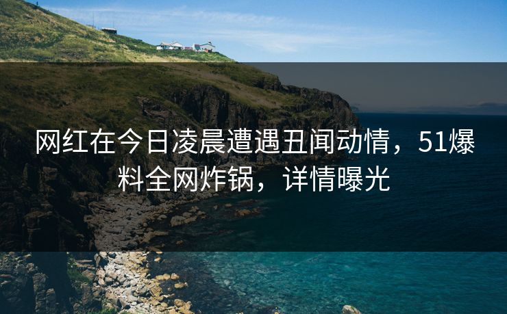 网红在今日凌晨遭遇丑闻动情，51爆料全网炸锅，详情曝光