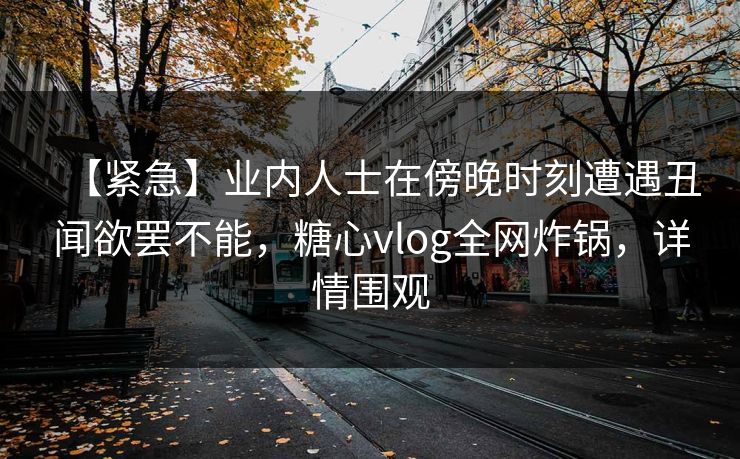 【紧急】业内人士在傍晚时刻遭遇丑闻欲罢不能，糖心vlog全网炸锅，详情围观