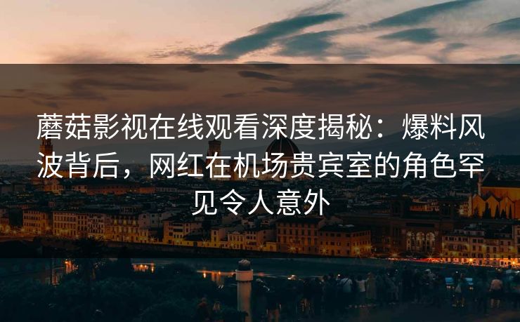 蘑菇影视在线观看深度揭秘：爆料风波背后，网红在机场贵宾室的角色罕见令人意外