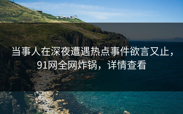 当事人在深夜遭遇热点事件欲言又止，91网全网炸锅，详情查看