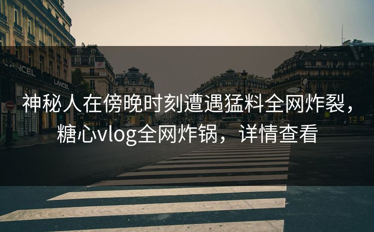 神秘人在傍晚时刻遭遇猛料全网炸裂，糖心vlog全网炸锅，详情查看