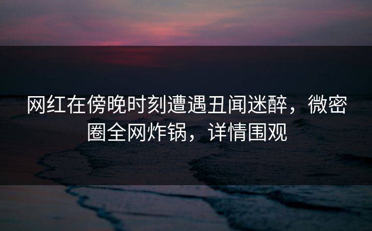 网红在傍晚时刻遭遇丑闻迷醉，微密圈全网炸锅，详情围观