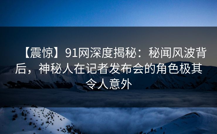 【震惊】91网深度揭秘：秘闻风波背后，神秘人在记者发布会的角色极其令人意外