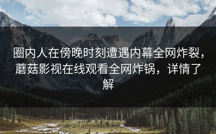 圈内人在傍晚时刻遭遇内幕全网炸裂，蘑菇影视在线观看全网炸锅，详情了解
