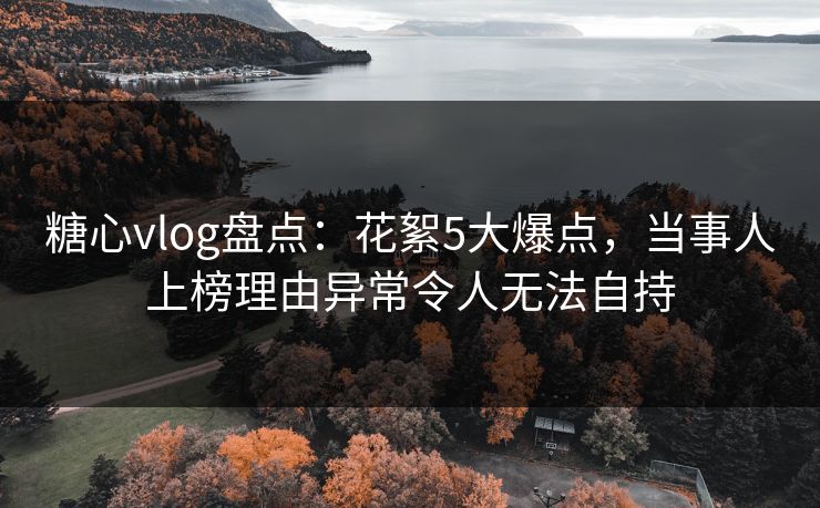 糖心vlog盘点：花絮5大爆点，当事人上榜理由异常令人无法自持