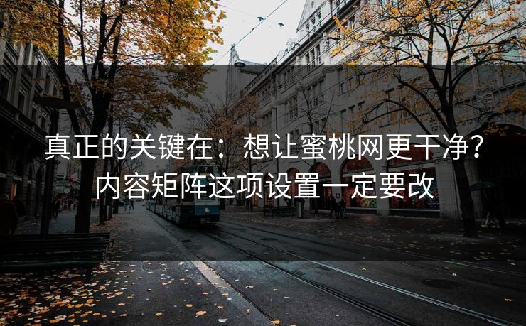 真正的关键在：想让蜜桃网更干净？内容矩阵这项设置一定要改